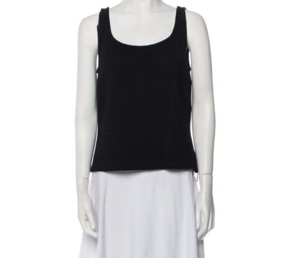 St. John Basics Sz S Classic Black Santana Knit Tank Top Scoop Neck